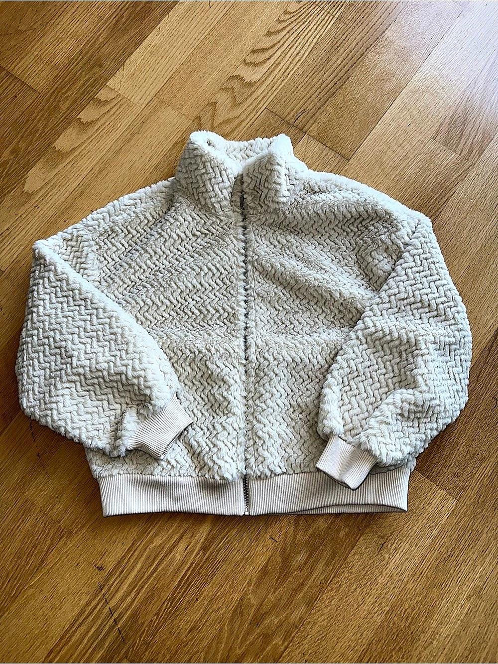 Abercrombie & Fitch Sherpa Mockneck Full-Zip Teddy Jacket White Medium